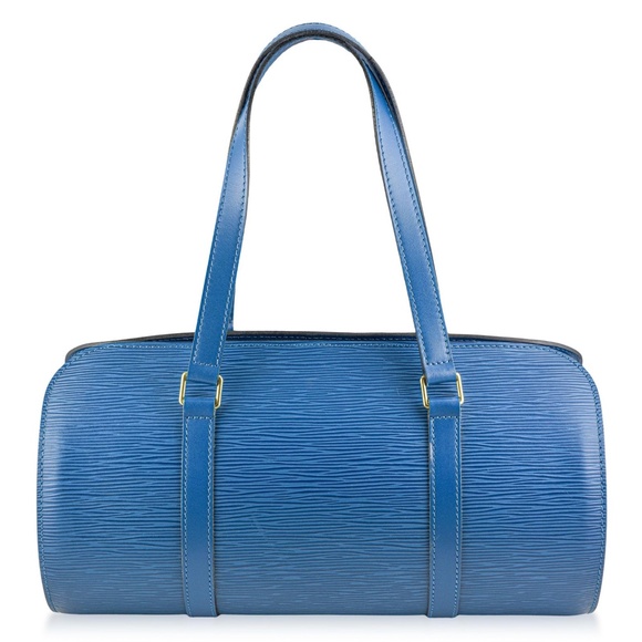 Authentic Louis Vuitton Epi Soufflot Handbag, Toledo Blue M52225 w/small pouch - Picture 3 of 12